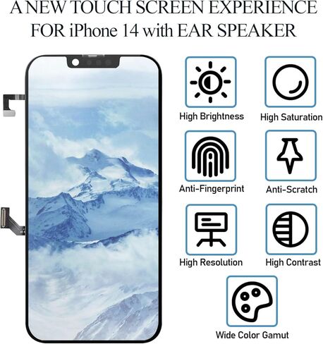 لاستبدال شاشة iPhone 14 مع 6.1 بوصة مستشعر القرب سماعة الأذن الكابلات المرنة ثلاثية الأبعاد التي تعمل باللمس محول الأرقام الجمعية مع أدوات إصلاح الزجاج الأمامي A2649 A2881 A2882 A2883 A2884 in Kuwait