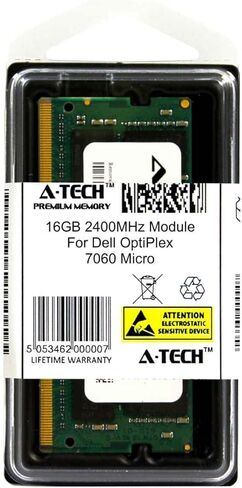 وحدة A-Tech سعة 16 جيجابايت لجهاز Dell OptiPlex 7060 Micro Form Factor MFF للكمبيوتر المكتبي المتوافق مع ذاكرة الوصول العشوائي DDR4 2400Mhz (ATMS283833A25831X1) in Kuwait