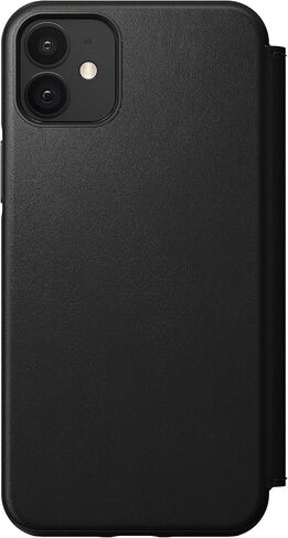 Nomad Rugged Folio Wallet Phone Case for iPhone 12 Pro - MagSafe Compatible, 10ft. Drop Protection, Horween Leather - Black in Saudi Arabia