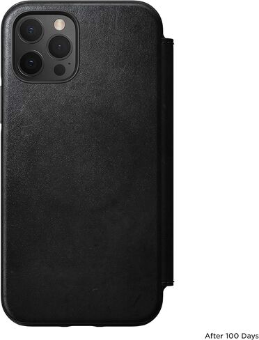 Nomad Rugged Folio Wallet Phone Case for iPhone 12 Pro - MagSafe Compatible, 10ft. Drop Protection, Horween Leather - Black in Saudi Arabia