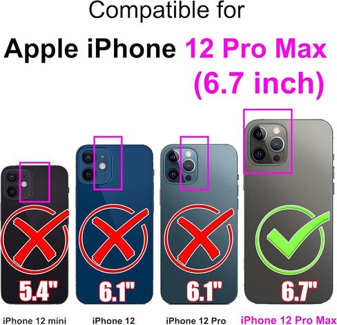 حافظة محفظة لهاتف iPhone 12 Pro Max، [مسند] حامل 3 بطاقات [غلاف داخلي من مادة TPU مقاوم للصدمات]، غطاء قلاب واقٍ مغناطيسي من جلد البولي يوريثان مقاس 6.7 بوصات، زهرة سوداء in Kuwait