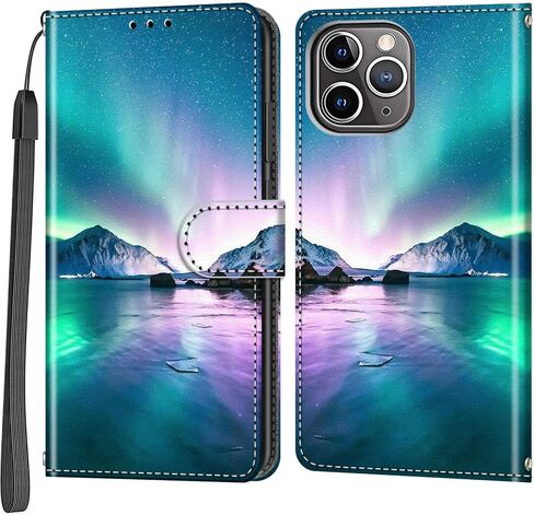 حافظة محفظة لهاتف iPhone 12 Pro Max، [مسند] حامل 3 بطاقات [غلاف داخلي من مادة TPU مقاوم للصدمات]، غطاء قلاب واقٍ مغناطيسي من جلد البولي يوريثان مقاس 6.7 بوصات، زهرة سوداء in Kuwait