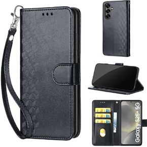 Designed for Samsung Galaxy S25 Plus 5G Case Wallet,Women Flip Cover with Embossed PU Leather Stand Credit Card Holders Slots Wrist Strap Phone Case for Samsung S25 Plus 6.7 inch (Blue Flower) in Kuwait