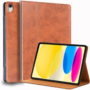 حافظة لجهاز Ipad (A16) الجيل الحادي عشر 11 بوصة 2025 وجهاز iPad الجيل العاشر 10.9 بوصة 2022 غطاء حماية من الجلد الأصلي، تنبيه/نوم تلقائي. بني in Kuwait