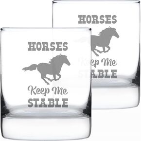Horses Keep Me Stable - Funny Horse Whiskey Rocks Glass Gifts for Men & Women - Fun Whisky Drinking Tumbler Décor in Saudi Arabia