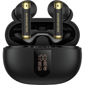 Monster Wireless Earbuds, Bluetooth 6.0 in-Ear Headphones with Charging Case, Stereo Earphones Deep Bass Sound, Built-in Mic, Clear Call, Water Resistant Design for Sports Black in Kuwait