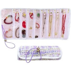 Portable Travel Jewelry Organizer Roll with 17 Zippered Compartments,Tangle-Free Necklace Storage Bag,Travel Jewelry Pouch for Bracelets, Earrings, Rings, Brooches (Green) in Saudi Arabia