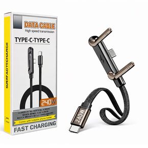 كابل شحن سريع LWW 240 واط USB-C إلى USB-C مع حامل هاتف مدمج، سلك مجدول من النوع C بزاوية يمين لأجهزة iPhone 15 وiPad وMacBook واستخدام الألعاب والمكتب، شاحن PD 3.1 متين، 3 عبوات in Kuwait