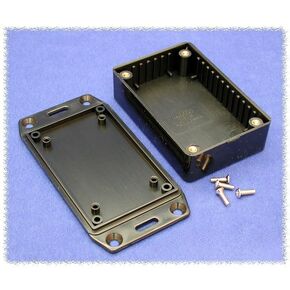 Hammond Manufacturing، 1591MSFLBK، حاوية بلاستيكية مع غطاء شفة متصاعد -3.3 × 2.2 × 0.8 - أسود - ABS للأغراض العامة - فتحات PCB العمودية الداخلية - البراغي متضمنة (5 عناصر/عناصر) in Kuwait