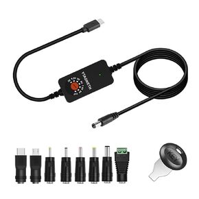 كابل USB-C عالمي إلى 3 فولت 4.5 فولت 5 فولت 6 فولت 7.5 فولت 9 فولت 12 فولت كابل تيار مستمر متعدد الجهد، كابل تشغيل PD مع وحدة تنحي DC-DC، 8 أطراف موصل، للأجهزة اللوحية، وإضاءة LED، والمصابيح، وأجهزة التوجيه in Kuwait