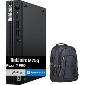 Lenovo ThinkCentre M75q Business Mini Desktop (AMD Ryzen 7 PRO 8700GE, 64GB DDR5, 8TB PCIe SSD, WiFi 6, Bluetooth 5.2, 90W PSU, RJ-45, 1 Display Port, HDMI, Win 11 Pro) w/Premium Backpack in Saudi Arabia