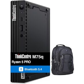 Lenovo ThinkCentre M75q Business Mini Desktop (AMD Ryzen 5 PRO 5650GE, AMD Radeon, 16GB DDR4, 4TB PCIe SSD, WiFi 6, Bluetooth 5.4, 65W PSU, RJ-45, 1 Display Port, HDMI, Win 11 Home) w/Premium Backpack in Saudi Arabia