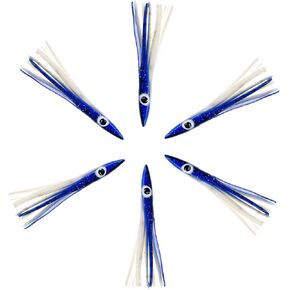 6" Tuna Clone Lures, 6 Pcs Blue/White for Saltwater Fishing, Ideal for Tuna, Mahi‑Mahi, Wahoo & Offshore Game Fish in Saudi Arabia