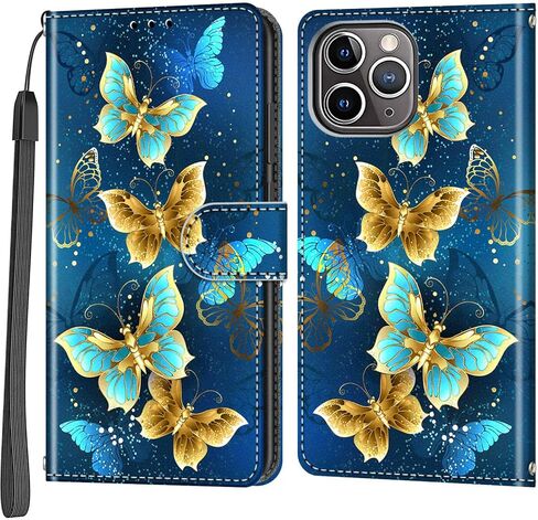حافظة محفظة لهاتف iPhone 12 Pro Max، [مسند] حامل 3 بطاقات [غلاف داخلي من مادة TPU مقاوم للصدمات]، غطاء قلاب واقٍ مغناطيسي من جلد البولي يوريثان مقاس 6.7 بوصات، زهرة سوداء in Kuwait
