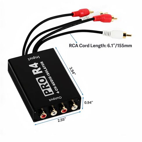 4 Channel RCA Ground Loop Isolator, RCA Noise Filter, Hum Eliminator No Bass Loss for HiFi Car & Home Audio(PRO R4) in Saudi Arabia