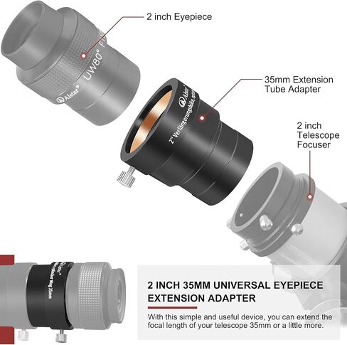 Alstar 2 inch to 1.25 inch Telescope Eyepiece Adapter - Bundle with - 2-Inch Telescope Eyepiece Extension Tube in Saudi Arabia