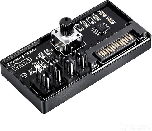 GELRHONR PWM Fan Controller, 12V 4Pin PC Fan Speed Controller 4 Fans Support, PC Fan Adapter Hub with SATA Power Input, Black in Saudi Arabia