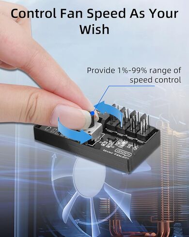 GELRHONR PWM Fan Controller, 12V 4Pin PC Fan Speed Controller 4 Fans Support, PC Fan Adapter Hub with SATA Power Input, Black in Saudi Arabia
