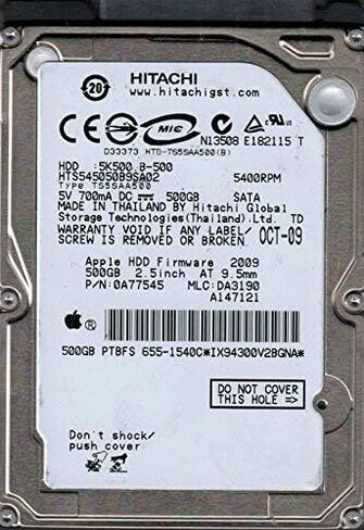 هيتاشي HTS545050B9SA02 P/N: 0A77545 MLC: DA3190 MAC 655-1540C 500 جيجابايت (متجدد) in Kuwait