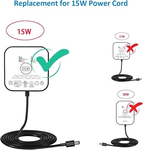 15W Power Cord Replacement for Alexa, Charger Compatible with Echo Dot 3rd Generation, Dot 4th Gen, Dot 5th Gen, Echo Pop Charger Cable 5ft (Black) in Saudi Arabia
