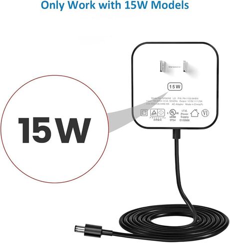 15W Power Cord Replacement for Alexa, Charger Compatible with Echo Dot 3rd Generation, Dot 4th Gen, Dot 5th Gen, Echo Pop Charger Cable 5ft (Black) in Saudi Arabia