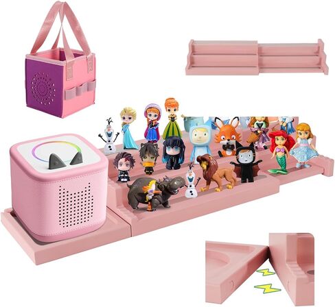 Expendable Wooden Tonie Shelf with Storage Steps - Extendable 3-Slot Organiser for Toniebox2 Toniebox1 and Tonie Figures, Perfect for Kids' Rooms & Play Areas (Natural) in Saudi Arabia