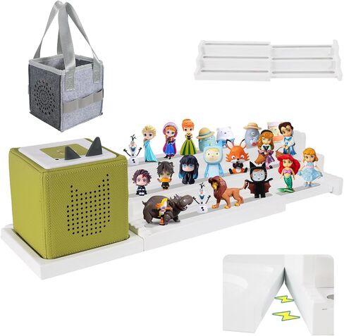 Expendable Wooden Tonie Shelf with Storage Steps - Extendable 3-Slot Organiser for Toniebox2 Toniebox1 and Tonie Figures, Perfect for Kids' Rooms & Play Areas (Natural) in Saudi Arabia