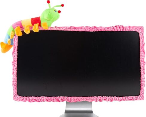 غطاء شاشة كمبيوتر كاتربيلر لطيف وجميل مقاس 23 بوصة - 27 بوصة مع شاشة تلفزيون LCD مرنة وواقي غطاء غبار لتزيين شاشة LCD، وردي in Kuwait