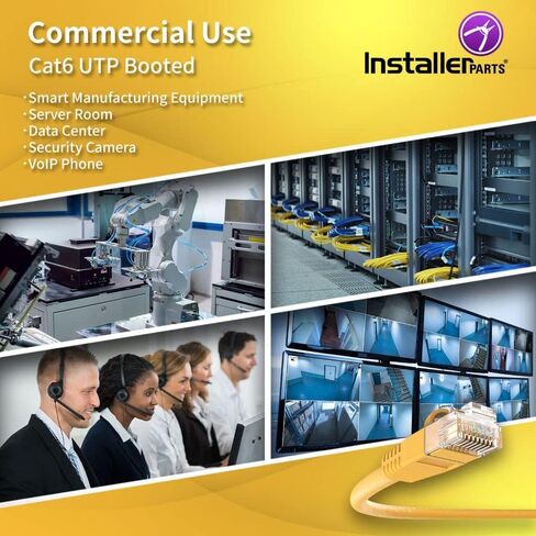 InstallerParts (20 حزمة كابل إيثرنت CAT6 كابل UTP تمهيد 8 قدم - أصفر - سلسلة احترافية - شبكة 10 جيجابت/ثانية/كابل إنترنت عالي السرعة، 550 ميجا هرتز in Saudi Arabia