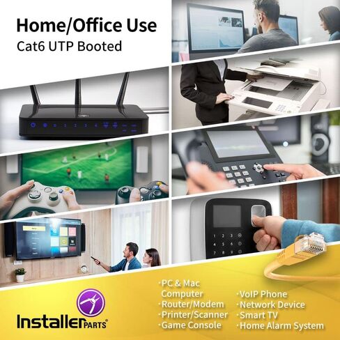 InstallerParts (20 حزمة كابل إيثرنت CAT6 كابل UTP تمهيد 8 قدم - أصفر - سلسلة احترافية - شبكة 10 جيجابت/ثانية/كابل إنترنت عالي السرعة، 550 ميجا هرتز in Saudi Arabia