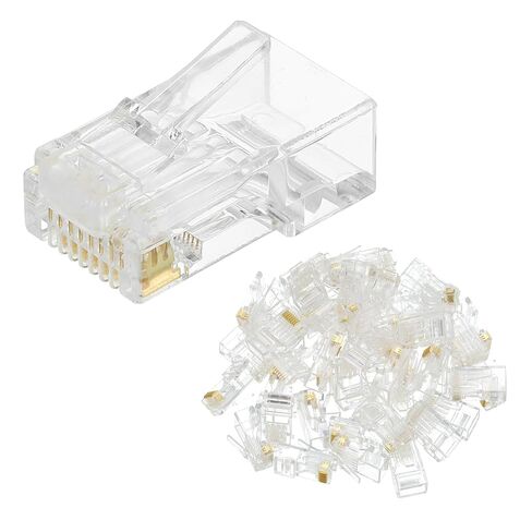 MECCANIXITY 30 قطعة Cat6 RJ45 تمر عبر الموصلات، موصل تجعيد RJ45 8P8C مقابس مطلية بالذهب لكابل إيثرنت UTP الصلب أو المجدولة in Kuwait