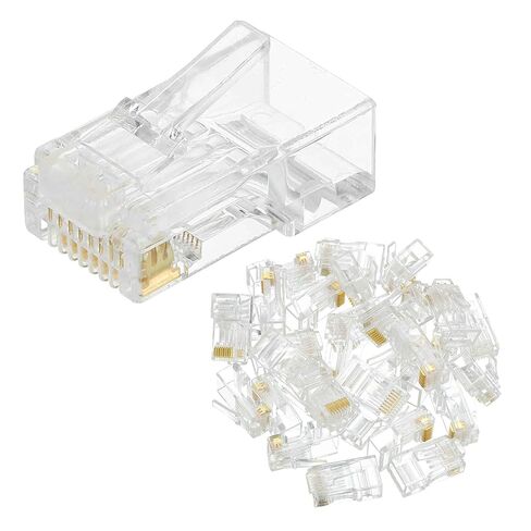 MECCANIXITY 30 قطعة Cat6 RJ45 تمر عبر الموصلات، موصل تجعيد RJ45 8P8C مقابس مطلية بالذهب لكابل إيثرنت UTP الصلب أو المجدولة in Kuwait