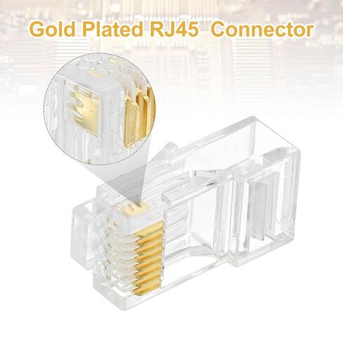 MECCANIXITY 30 قطعة Cat6 RJ45 تمر عبر الموصلات، موصل تجعيد RJ45 8P8C مقابس مطلية بالذهب لكابل إيثرنت UTP الصلب أو المجدولة in Kuwait