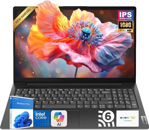 كمبيوتر محمول Lenovo V15 Business، شاشة FHD مقاس 15.6 بوصة، معالج Intel، ذاكرة الوصول العشوائي 16 جيجابايت، 512 جيجابايت SSD، عمر بطارية طويل، مصراع الخصوصية، صوت Dolby، لوحة مفاتيح هادئة، Windows 11 Pro in Kuwait