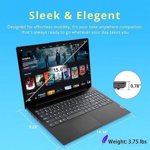 Lenovo V15 Business Laptop Computer, 15.6" FHD Display, Intel Processor, 16GB RAM, 512GB SSD, Long Battery Life, Privacy Shutter, Dolby Audio, Quiet Keyboard, Windows 11 Pro in Saudi Arabia