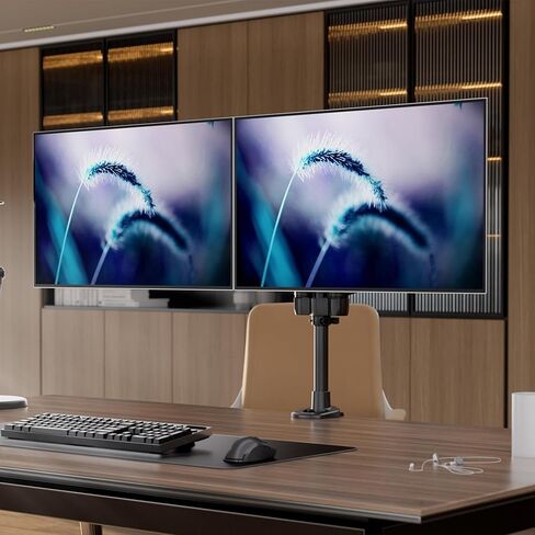 Mount-It! CLiX Dual Monitor Desk Mount Full Motion Arms, TAA-Compliant, Monitor Mounts for 2 Monitors 13-32" up to 19.8 lbs Each, VESA 75 100, C-Clamp Grommet, Premium Aluminum Dual Monitor Arm, Black in Saudi Arabia