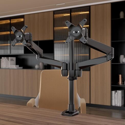 Mount-It! CLiX Dual Monitor Desk Mount Full Motion Arms, TAA-Compliant, Monitor Mounts for 2 Monitors 13-32" up to 19.8 lbs Each, VESA 75 100, C-Clamp Grommet, Premium Aluminum Dual Monitor Arm, Black in Saudi Arabia