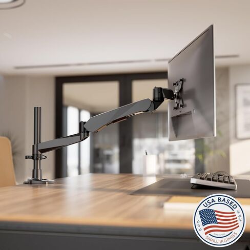 Mount-It! CLiX Series Single Monitor Desk Mount Gas Spring Arm, TAA-Compliant Computer Monitor Mount, 13-32" up to 19.8 lbs, VESA 75 100, Full Motion, Premium Aluminum, Clamp Grommet, Black in Saudi Arabia