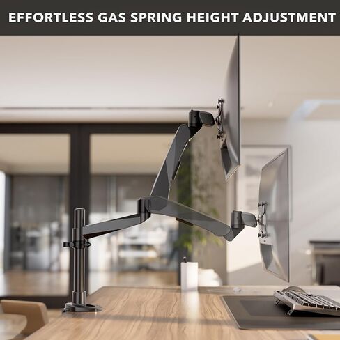Mount-It! CLiX Series Single Monitor Desk Mount Gas Spring Arm, TAA-Compliant Computer Monitor Mount, 13-32" up to 19.8 lbs, VESA 75 100, Full Motion, Premium Aluminum, Clamp Grommet, Black in Saudi Arabia