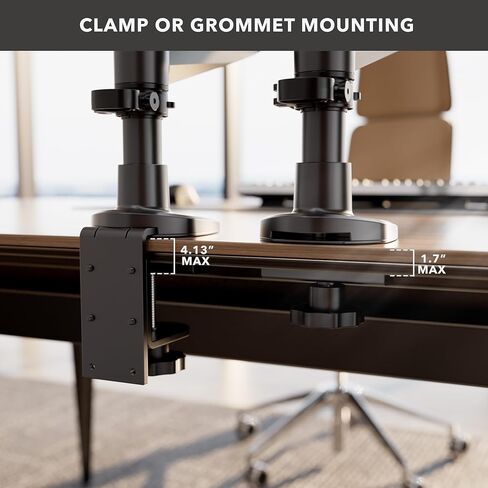Mount-It! CLiX Series Single Monitor Desk Mount Gas Spring Arm, TAA-Compliant Computer Monitor Mount, 13-32" up to 19.8 lbs, VESA 75 100, Full Motion, Premium Aluminum, Clamp Grommet, Black in Saudi Arabia