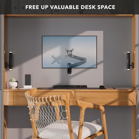 Mount-It! CLiX Series Single Monitor Wall Mount Full Motion Articulating Arm, TAA-Compliant, Fits 13-34" Screens up to 30 lbs, VESA 75 & 100, Premium Aluminum, Precision Control, Space-Saving, Black in Saudi Arabia