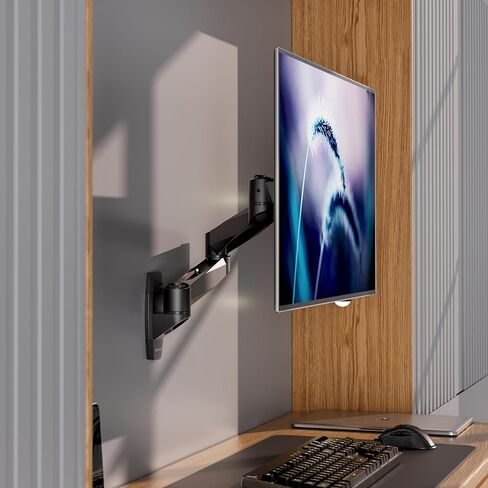 Mount-It! CLiX Series Single Monitor Wall Mount Full Motion Articulating Arm, TAA-Compliant, Fits 13-34" Screens up to 30 lbs, VESA 75 & 100, Premium Aluminum, Precision Control, Space-Saving, Black in Saudi Arabia