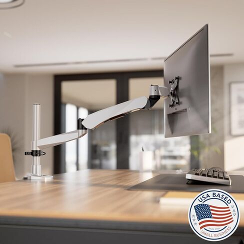 Mount-It! CLiX Series Single Monitor Desk Mount Gas Spring Arm, TAA-Compliant Computer Monitor Arm, 13-32" up to 19.8 lbs, VESA 75x75 100x100, Full Motion Articulating, Premium Aluminum, Clamp Grommet in Saudi Arabia