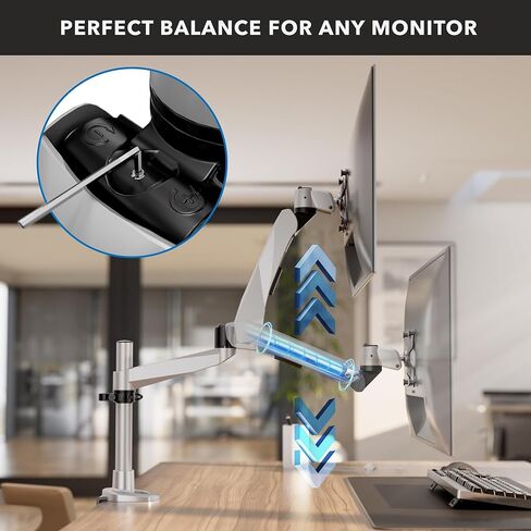Mount-It! CLiX Series Single Monitor Desk Mount Gas Spring Arm, TAA-Compliant Computer Monitor Arm, 13-32" up to 19.8 lbs, VESA 75x75 100x100, Full Motion Articulating, Premium Aluminum, Clamp Grommet in Saudi Arabia
