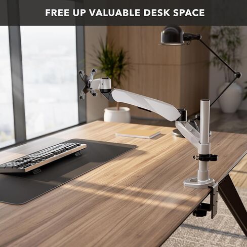 Mount-It! CLiX Series Single Monitor Desk Mount Gas Spring Arm, TAA-Compliant Computer Monitor Arm, 13-32" up to 19.8 lbs, VESA 75x75 100x100, Full Motion Articulating, Premium Aluminum, Clamp Grommet in Saudi Arabia