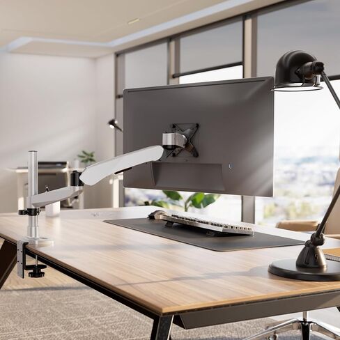 Mount-It! CLiX Series Single Monitor Desk Mount Gas Spring Arm, TAA-Compliant Computer Monitor Arm, 13-32" up to 19.8 lbs, VESA 75x75 100x100, Full Motion Articulating, Premium Aluminum, Clamp Grommet in Saudi Arabia