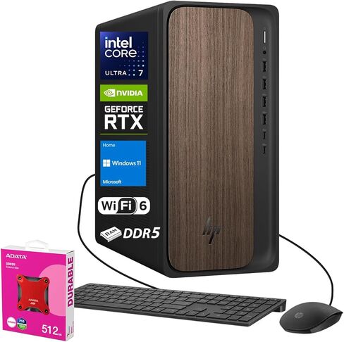 كمبيوتر HP 2025 OmniDesk Business Desktop Next Gen AI PC، Intel Core Ultra 7 265، NVIDIA GeForce RTX 5060، ذاكرة الوصول العشوائي DDR5 سعة 64 جيجابايت، 8 تيرابايت SSD، لوحة مفاتيح وماوس، HDMI، DP، Win 11 Home، حزمة مع Adata 512 جيجابايت SSD خارجي in Kuwait