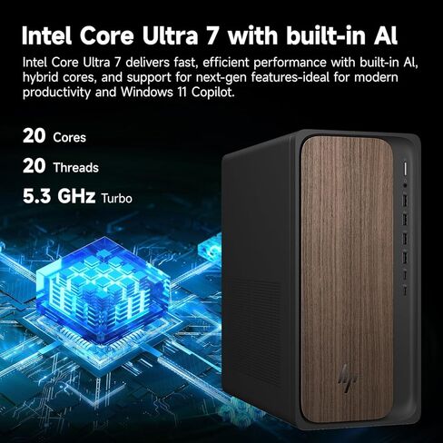كمبيوتر HP 2025 OmniDesk Business Desktop Next Gen AI PC، Intel Core Ultra 7 265، NVIDIA GeForce RTX 5060، ذاكرة الوصول العشوائي DDR5 سعة 64 جيجابايت، 8 تيرابايت SSD، لوحة مفاتيح وماوس، HDMI، DP، Win 11 Home، حزمة مع Adata 512 جيجابايت SSD خارجي in Kuwait