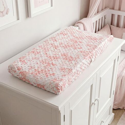 3 Pcs Pink Bow Baby Changing Pad Covers, Flowers Changing Table Cover for Girls, 32 x 16 in Minky Table Sheets, Soft Velvet Nursery Decor, Baby Items in Saudi Arabia