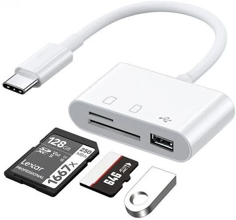 محول من النوع c TF CF sD قارئ بطاقة الذاكرة OTG Writer Compact FlashUsB-C لجهاز lPad Pro Huawei MacBook Samsung Xiaomi (النوع c إلى USB أبيض) in Kuwait